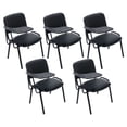 thumbnail image 1 of Guyou Set of 5 Black Stackable Conference Room Chairs with Flip-up Tablet Arm, Leather Reception Chair with Back, Ergonomic Office Chairs, Visitor Chairs for Conference Room Training Room School, 1 of 12