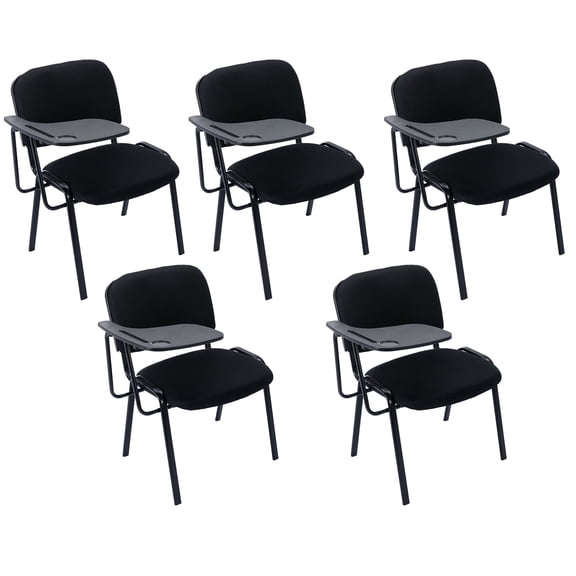 Guyou Set of 5 Black Stackable Conference Room Chairs with Flip-up Tablet Arm, Mesh Reception Chair with Back, Ergonomic Office Chairs, Visitor Chairs for Conference Room Training Room School