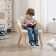 thumbnail image 1 of Guyou Solid Wooden Toddler Chair Ages 1-6, Kids Preschool Arm Chair with Flower Back, Upholstered Kid Reading Chair, Sherpa Kids Desk Chair for Playroom Kindergarten Preschool Bedroom, Khaki, 1 of 11