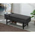 thumbnail image 1 of Guyou Storage Bench Sherpa End of Bed Ottoman Bench with Wooden Shoe Rack and Coffee Table, Modern Upholstered Long Seating Bench Entryway Bench for Hallway Foyer Living Room Bedroom, Black, 1 of 9