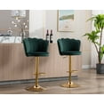 thumbnail image 1 of Guyou Swivel Adjustable Bar Stools Set of 2, Velvet Counter Height Barstools with Petal Back and Gold Footrest, Modern Counter Bar Height Stool Chairs for Kitchen Island Bar Cafe, Dark Green, 1 of 10