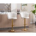 thumbnail image 1 of Guyou Swivel Adjustable Bar Stools Set of 2, Velvet Counter Height Barstools with Petal Back and Gold Footrest, Modern Counter Bar Height Stool Chairs for Kitchen Island Bar Cafe, Cream, 1 of 10