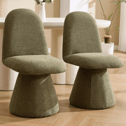 Guyou Mid Century Swivel Chairs - Set of 2, High Back Chenille Dining Chairs 24 Wide, Armless Upholstered Chairs for Living Room & Dining Room, Green