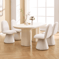 thumbnail image 1 of Guyou Mid Century Swivel Chairs - Set of 4, High Back Chenille Dining Chairs 24" Wide, Armless Upholstered Chairs for Living Room & Dining Room, White, 1 of 7