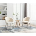 thumbnail image 1 of Guyou Velvet Dining Chair Set of 2, Modern Upholstered Vanity Armchair with Petal Back and Wooden Legs, Comfy Kitchen Side Chairs for Dining Room Bedroom Living Room, Cream, 1 of 9