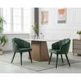 thumbnail image 1 of Guyou Velvet Dining Chair Set of 2, Modern Upholstered Vanity Armchair with Petal Back and Wooden Legs, Comfy Kitchen Side Chairs for Dining Room Bedroom Living Room, Green, 1 of 8