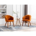 thumbnail image 1 of Guyou Velvet Dining Chair Set of 2, Modern Upholstered Vanity Armchair with Petal Back and Wooden Legs, Comfy Kitchen Side Chairs for Dining Room Bedroom Living Room, Orange, 1 of 9