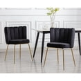 thumbnail image 1 of Guyou Velvet Dining Chair Set of 2, Modern Upholstered Side Chairs Accent Chair with Back and Metal Legs for Dining Room Living Room Bedroom, Black, 1 of 10