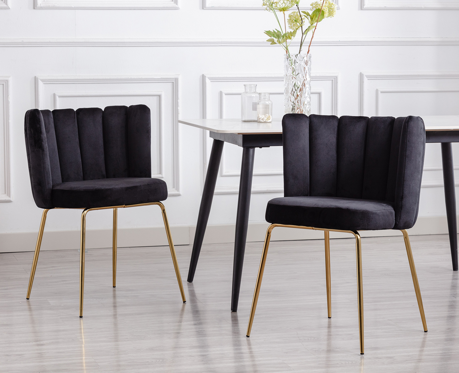 Guyou Modern Velvet Dining Chair Set of 2, Upholstered Accent Armchair ...