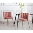thumbnail image 1 of Guyou Velvet Dining Chair Set of 2, Modern Upholstered Side Chairs Accent Chair with Back and Metal Legs for Dining Room Living Room Bedroom, Pink, 1 of 13