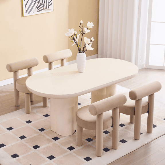 Guyou Velvet Dining Chairs - Set of 4, Modern Upholstered Armless Side Chairs with Open Back, 21.5" Wide for Dining Room & Vanity, Khaki