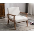 thumbnail image 1 of Guyou Wooden Accent Chair, Modern Linen Upholstered Reading Armchair for Living Room Bedroom Study, Ivory, 1 of 8