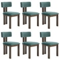 thumbnail image 1 of Guyou Wooden Dining Chairs Set of 6, Mid Century Modern Velvet Upholstered Dining Side Chairs, Farmhouse Kitchen Chairs with Curved Back for Kitchen Dining Room Living Room, Green, 1 of 11