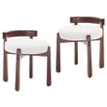 thumbnail image 1 of Guyou Wooden Vanity Chair Set of 2, Modern Sherpa Upholstered Small Ottoman Footstool, Lovely Round Makeup Stool for Bedroom Living Room Makeup Room, White, 1 of 6