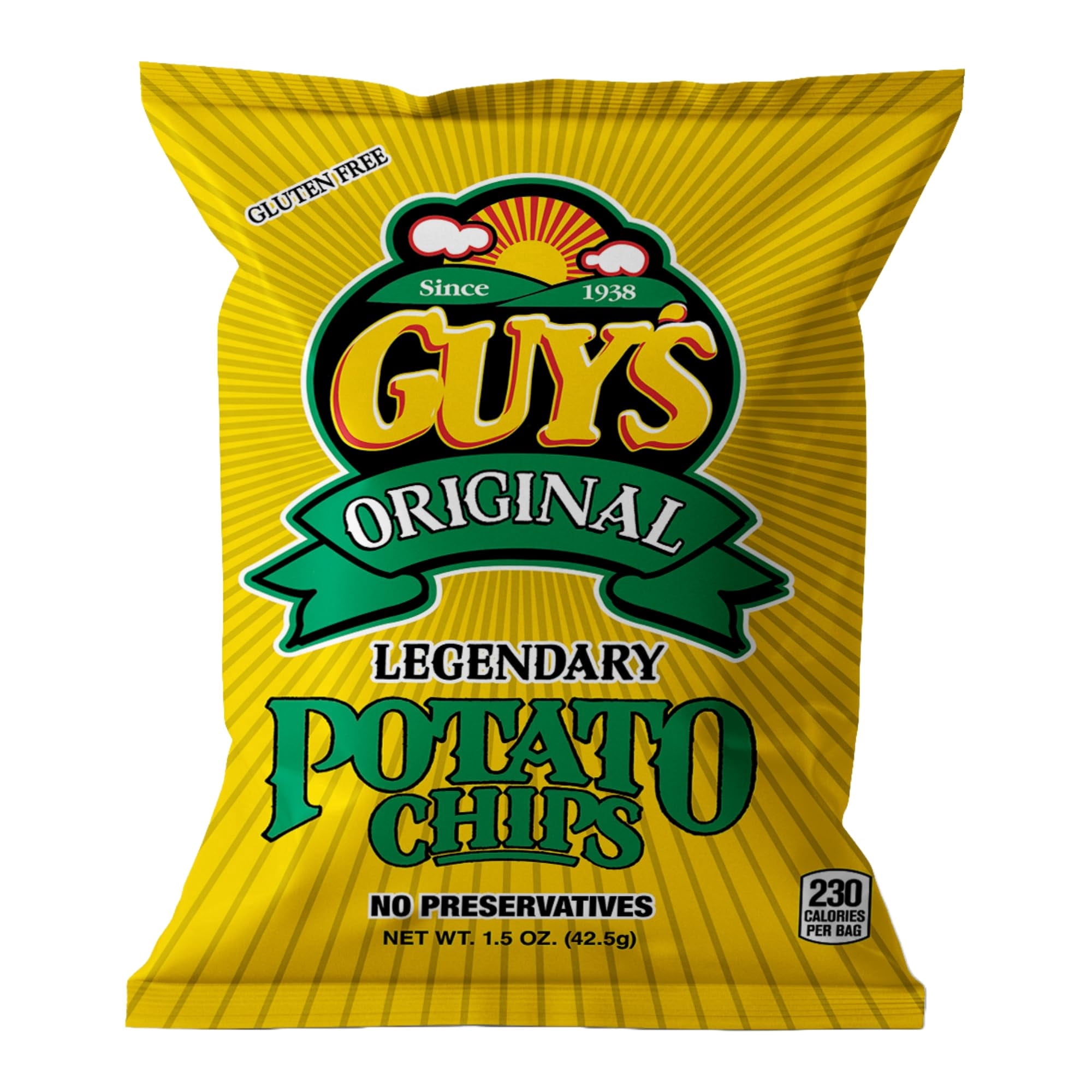 Guys Classic Potato Chips — ((1.5 oz Bag, Pack of 24)Healthy & Salty Snacks w/Only 2 Ingredients — Natural Potato Snack Chips —Tasty Snack Pack Chips — Potato Chips Snack Packs