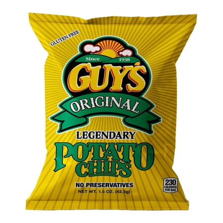 Guys Classic Potato Chips — ((1.5 oz Bag, Pack of 24)Healthy & Salty Snacks w/Only 2 Ingredients — Natural Potato Snack Chips —Tasty Snack Pack Chips — Potato Chips Snack Packs