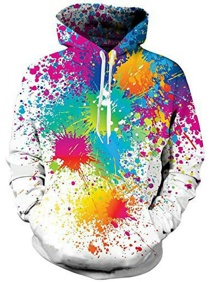 Guys Cool Red Yellow Green Paint Fuzzy Hoodys for Women Mens Color