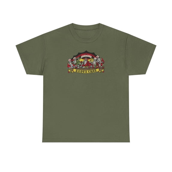 Guzman Dead Diners Santa Cruz Skateboards Skateboard Vintage TShirt Print - Military Green / L