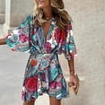 thumbnail image 1 of Guzom Dresses for Women 2023- Spring and Summer Elegant Long Sleeve Holiday New Years Mini Dresses Blue L, 1 of 8