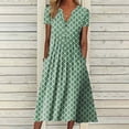 thumbnail image 1 of Guzom Easter Dress for Women- Casual 2023 New Maxi Dresses V-Neck Spring Short Sleeve Printed Womens Tops Green, 1 of 6
