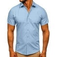 thumbnail image 1 of Guzom Men's Short Sleeve Button Down Shirt- Casual Turndown Collar Casual Polyester Mens Outside Dress Shirts Light Blue Size 2XL, 1 of 6