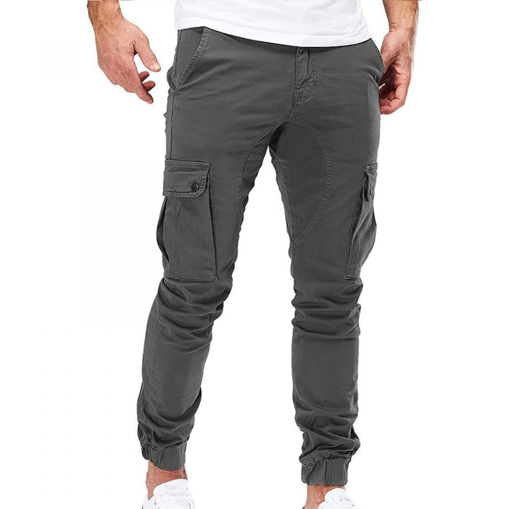 Guzom Mens Cargo Pants- Casual Relaxed Fit Stretch Drawstring Work ...