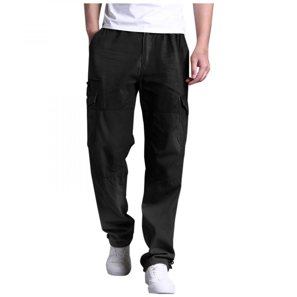 Guzom Mens Cargo Pants- Relaxed Fit Stretch Casual Elasticated Waist ...