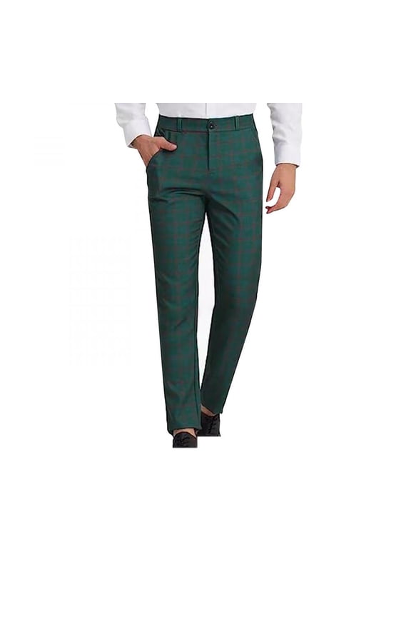 Mens Dress Pants- Casual Button Straight Leg Stretch Relaxed Fit Pants for Men Green