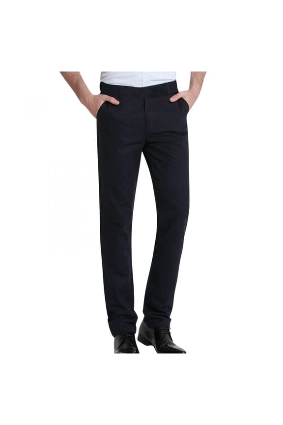 Mens Dress Pants- Casual Slim Fit Stretch Straight Leg Pants for Men Navy