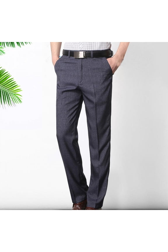 Mens Dress Pants- Straight Leg Stretch Casual Slim Fit Pants for Men Gray