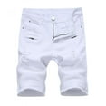thumbnail image 1 of Guzom Mens Jean Shorts- Ripped Denim Trunks Stretchy Washed Jeans Trunks Cut-Off Classic Fit Biker Jeans Trunks White M, 1 of 6