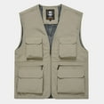 thumbnail image 1 of Guzom Mens Vest Cargo Jacket- Casual Fall and Winter Baggy Quick-Dry Thin Sports Hiking Comfy Mens Outwear Khaki Size 4XL, 1 of 9