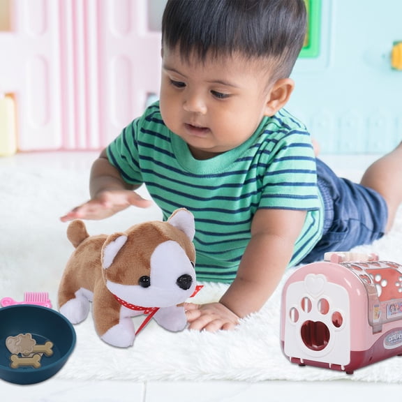 Guzom Pretend Play- Plush Toy Dog, Dog House Care Pet Play Set,pet Toy Puppies and Accessories