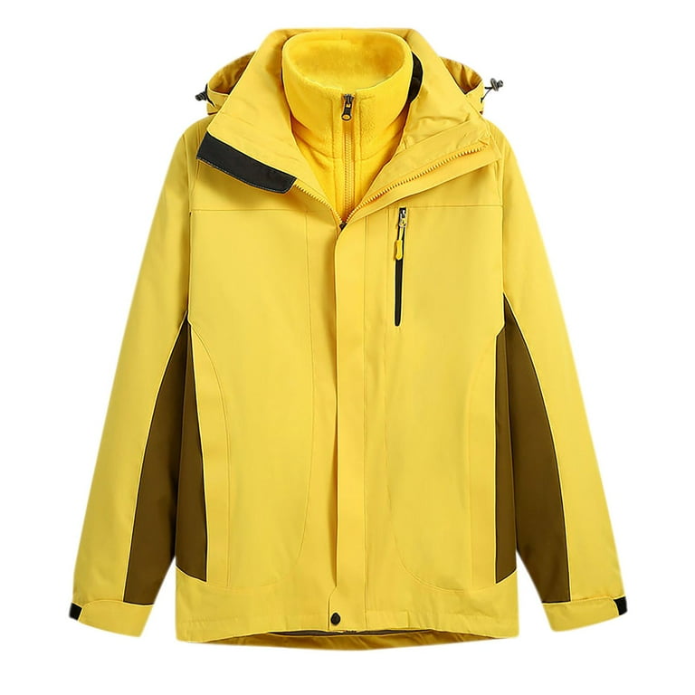 Guzom Scrub Jacket for Men Hooded Solid Color Zip up Casual Fall Winter Long Sleeve Mens Coats Yellow Size S Walmart