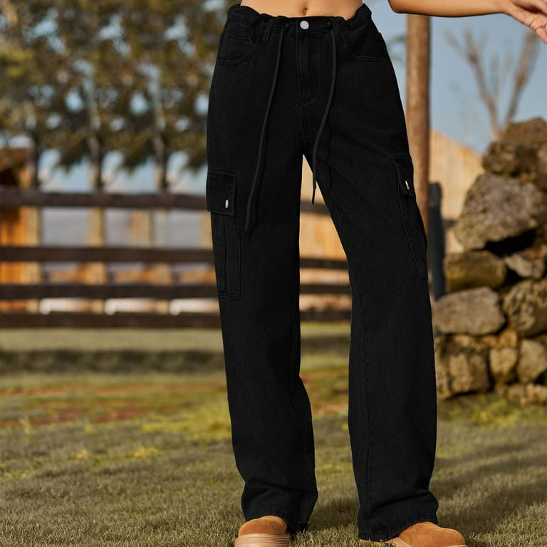 Guzom Skinny Jeans Women- Trendy Fall Fashion Straight Leg Drawstring High  Waisted Stretchy Car Pants Black Size 10 