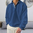 thumbnail image 1 of Guzom Sweatshirt for Men- Long Sleeve Pullover Baggy V-Neck Solid Color Leisure Fall Tops Dark Blue Size 2XL, 1 of 5