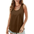 thumbnail image 1 of Guzom Tank Tops for Women Pack Cotton New Sleeveless Crew Neck Solid Color Tank Tops Brown M, 1 of 7