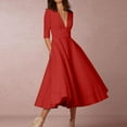 thumbnail image 1 of Guzom Wedding Guest Dresses for Women Fall- Long Sleeve V-Neck Maxi Dresses Elegant 2023 Formal Dresses Red, 1 of 7
