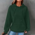 thumbnail image 1 of Guzom Women'Classic Hoodie- Casual Solid Pullover Long Sleeve Waffle Baggy Fall and Winter Crewneck Womens Hooded Sweatshirt Army Green Size M, 1 of 7