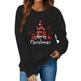 thumbnail image 1 of Guzom Womens Black Christmas Crewneck Sweatshirt - Long Sleeve with Buffalo Plaid Tree & Merry Christmas Graphic,Size XL, 1 of 5