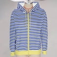 thumbnail image 1 of Guzom Womens Blue Full Zip Striped Hoodie - Soft Stretch, Adjustable Hood & Kangaroo Pocket, Casual Wear for Women (S to XXL),Size L, 1 of 4