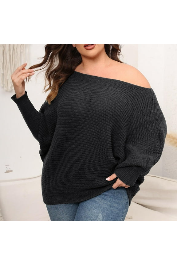 Womens Casual Lightweight Batwing Plus Size Long Sleeve Cowl Neck Fall Winter Pullover Sweaters Black