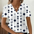 thumbnail image 1 of Guzom Womens Casual V Neck Polka Dots Short Sleeve Blouse - True to Size,White,Size M, 1 of 8