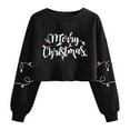thumbnail image 1 of Guzom Womens Christmas Crop Top Sweatshirt - Merry Christmas Graphic Long Sleeve Crew Neck, 100% Polyester, Black, S-XL,Size XL, 1 of 5