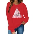 thumbnail image 1 of Guzom Womens Christmas Sweatshirt 100% Polyester - Pink Tree & Gift Graphic, Relaxed Fit, Red Color, XS-XL for Holiday Gatherings,Size XL, 1 of 5