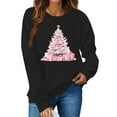 thumbnail image 1 of Guzom Womens Christmas Sweatshirt with Pink Tree & Gift Graphic - 100% Polyester, Relaxed Fit, Black, XS-XL,Size XL, 1 of 5