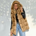 thumbnail image 1 of Guzom Womens Faux Fur Coats- Fleece Hooded Sleeveless Casual Winter Jackets Khaki, 1 of 5