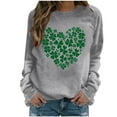 thumbnail image 1 of Guzom Womens Festive Shamrock Heart Sweatshirt - Gray Lucky St. Patrick's Day Crew Neck Long Sleeve Relaxed Fit Casual Top,Size 2XL, 1 of 7