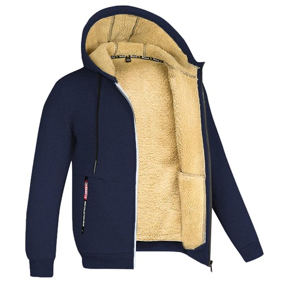 Guzom Womens Fleece Jackets- Loose without Hood Casual Zipper Womens Winter Coats Navy Size 3XL