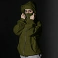 thumbnail image 1 of Guzom Womens Full Zip Hoodie with Built-in Face Mask - 100% Polyester, Army Green, Warm Streetwear for Casual & Outdoor Use (Relaxed Fit),Size L, 1 of 9
